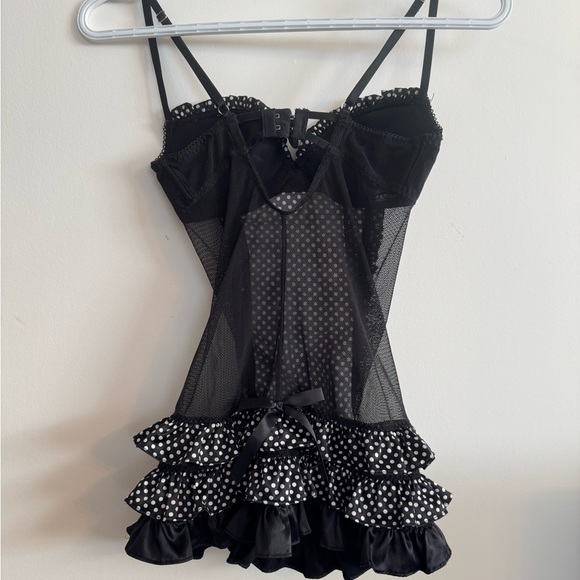 Victoria Secret Black Polka Dot Ruffled Lingerie - Picture 3 of 5